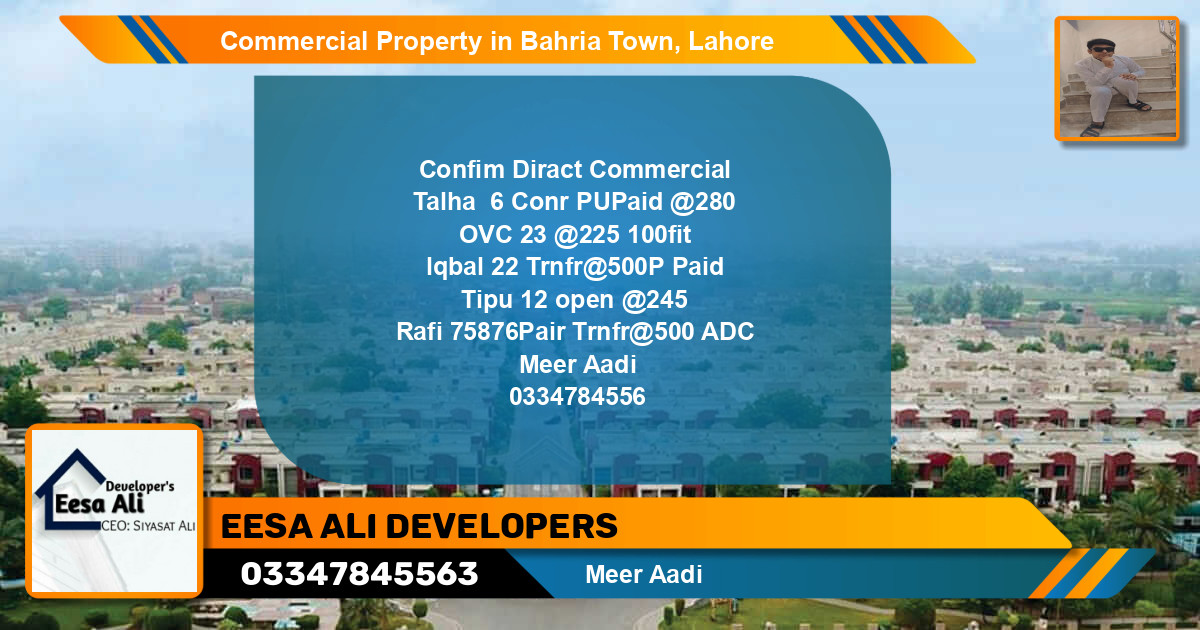 Commercial Property for Sale in Bahria Town, Lahore - (BP-90894)