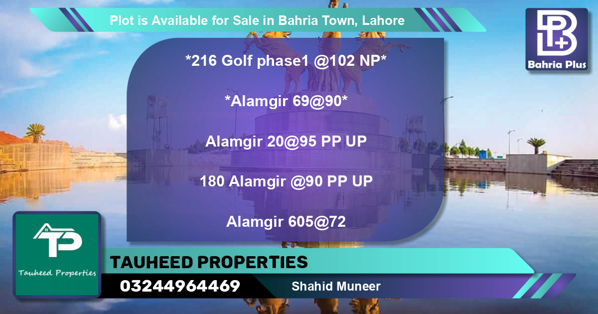Residential Plot for Sale in Bahria Town, Lahore - (BP-90905)
