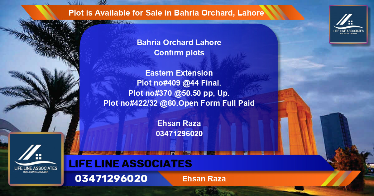 Residential Plot for Sale in Bahria Orchard, Lahore - (BP-90933)