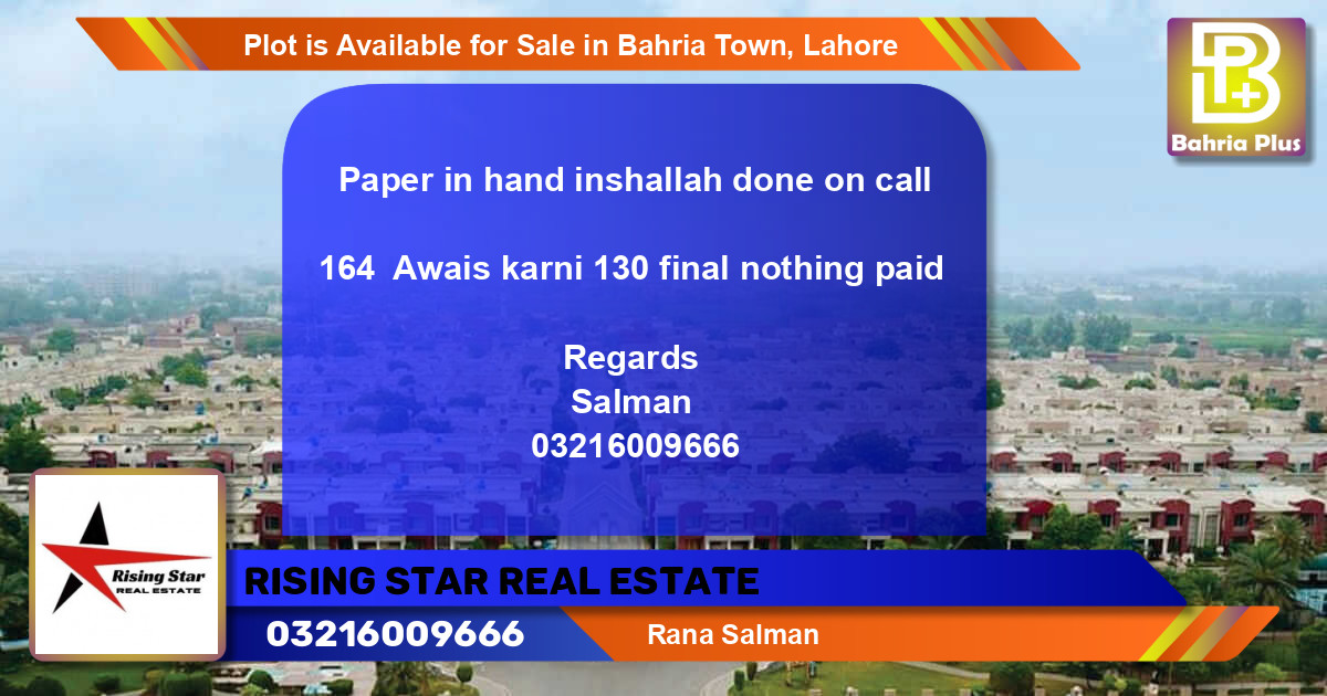 Residential Plot for Sale in Bahria Town, Lahore - (BP-90941)