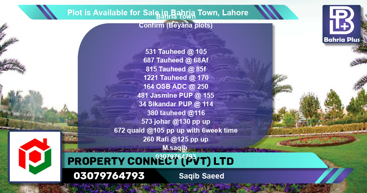 Residential Plot for Sale in Bahria Town, Lahore - (BP-90942)