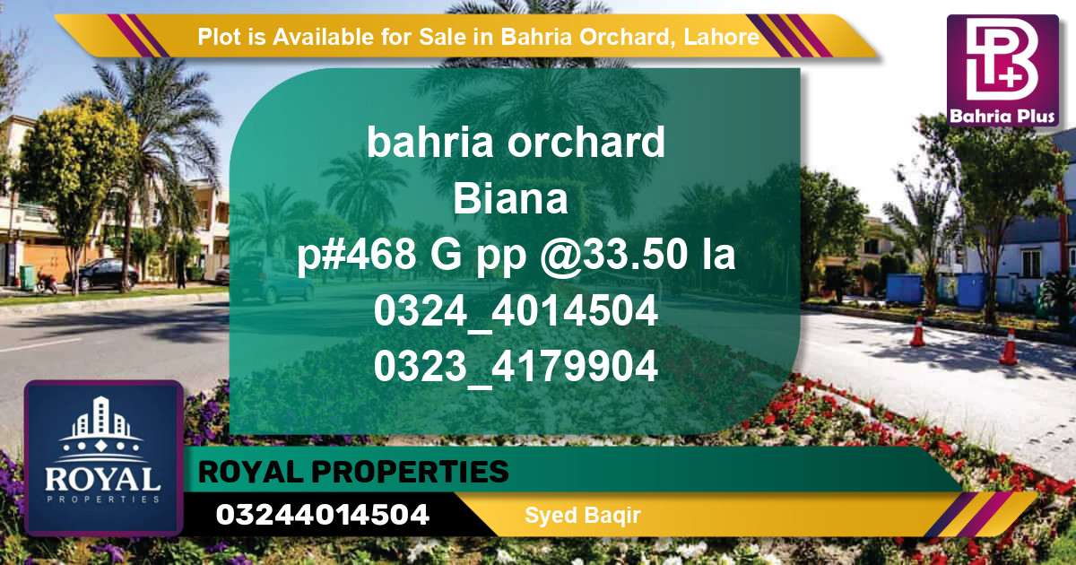 Residential Plot for Sale in Bahria Orchard, Lahore - (BP-91029)