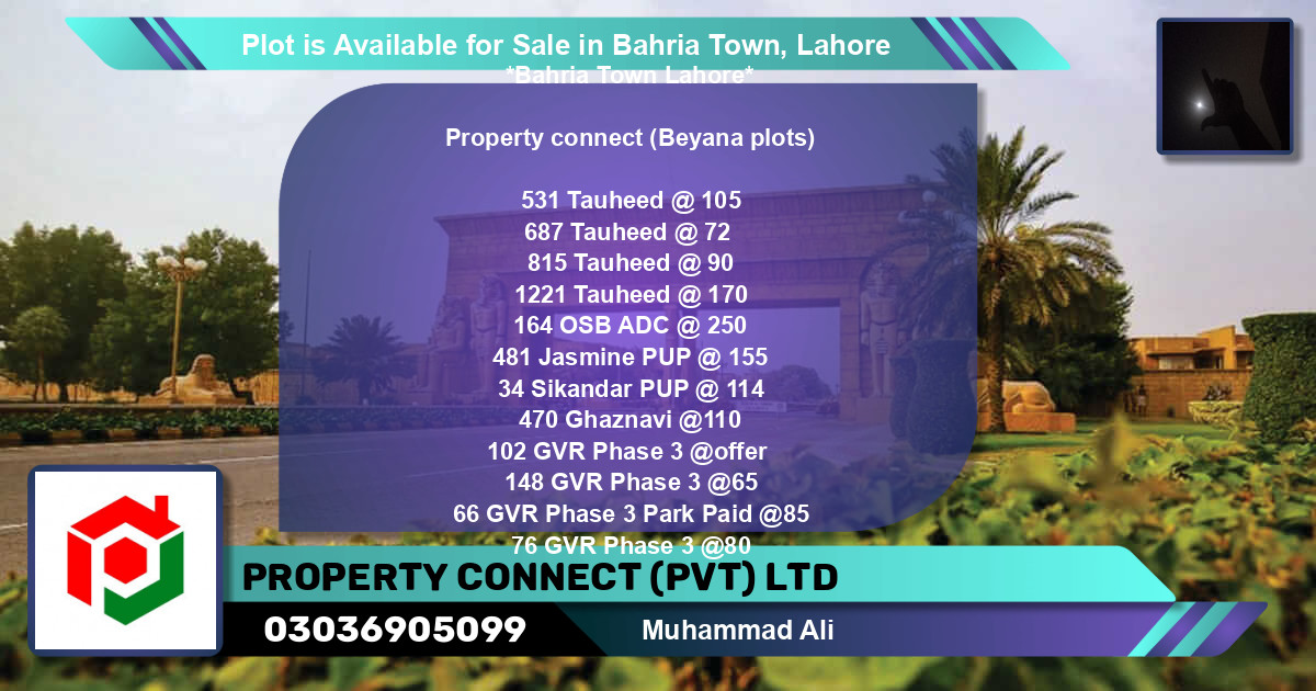 Residential Plot for Sale in Bahria Town, Lahore - (BP-91059)