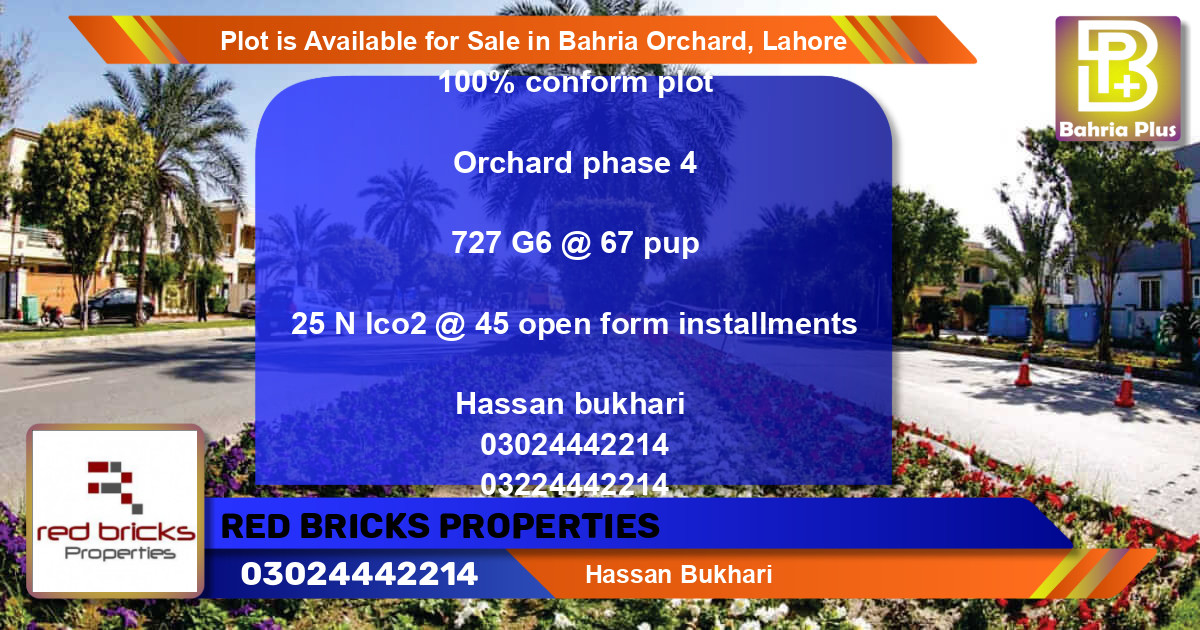 Residential Plot for Sale in Bahria Orchard, Lahore - (BP-91138)