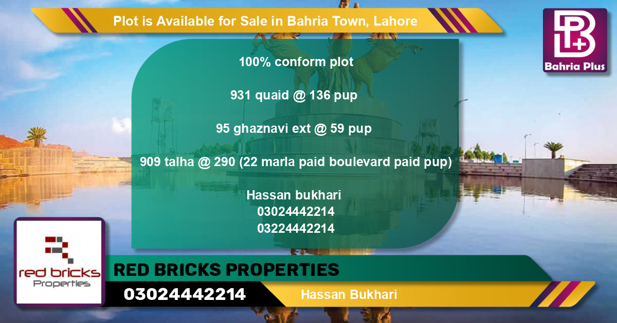 Residential Plot for Sale in Bahria Town, Lahore - (BP-91140)