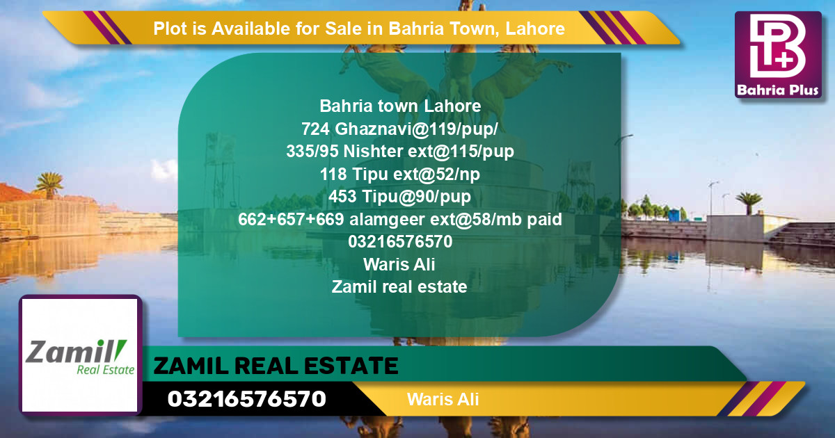 Residential Plot for Sale in Bahria Town, Lahore - (BP-91141)