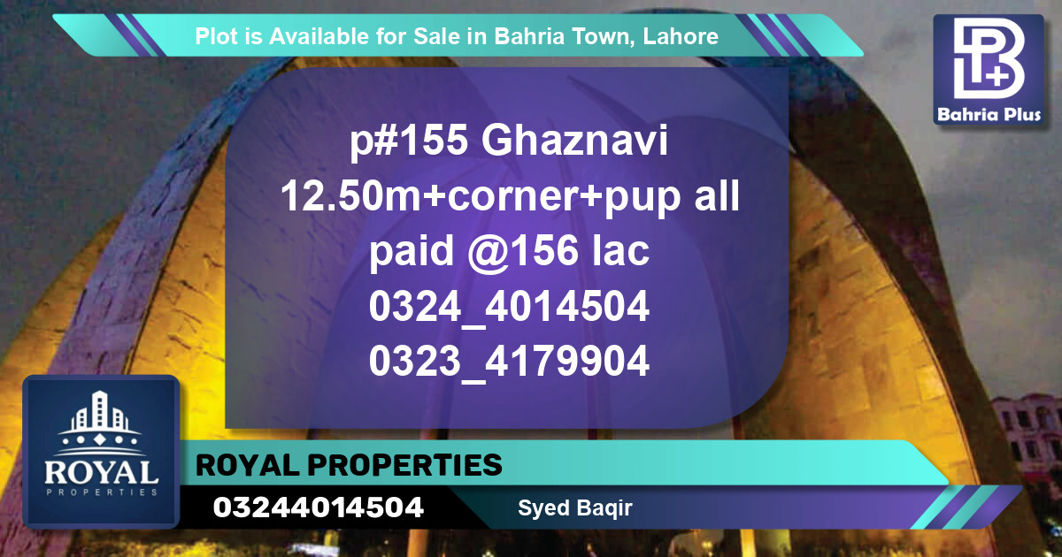 Residential Plot for Sale in Bahria Town, Lahore - (BP-91169)