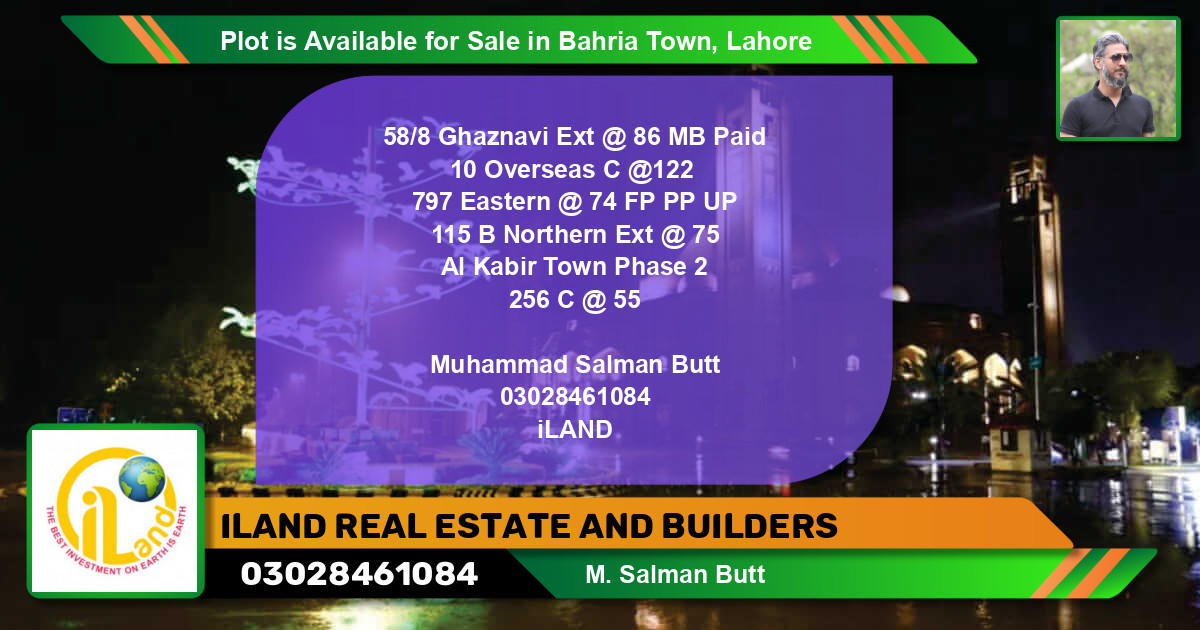 Residential Plot for Sale in Bahria Town, Lahore - (BP-91200)