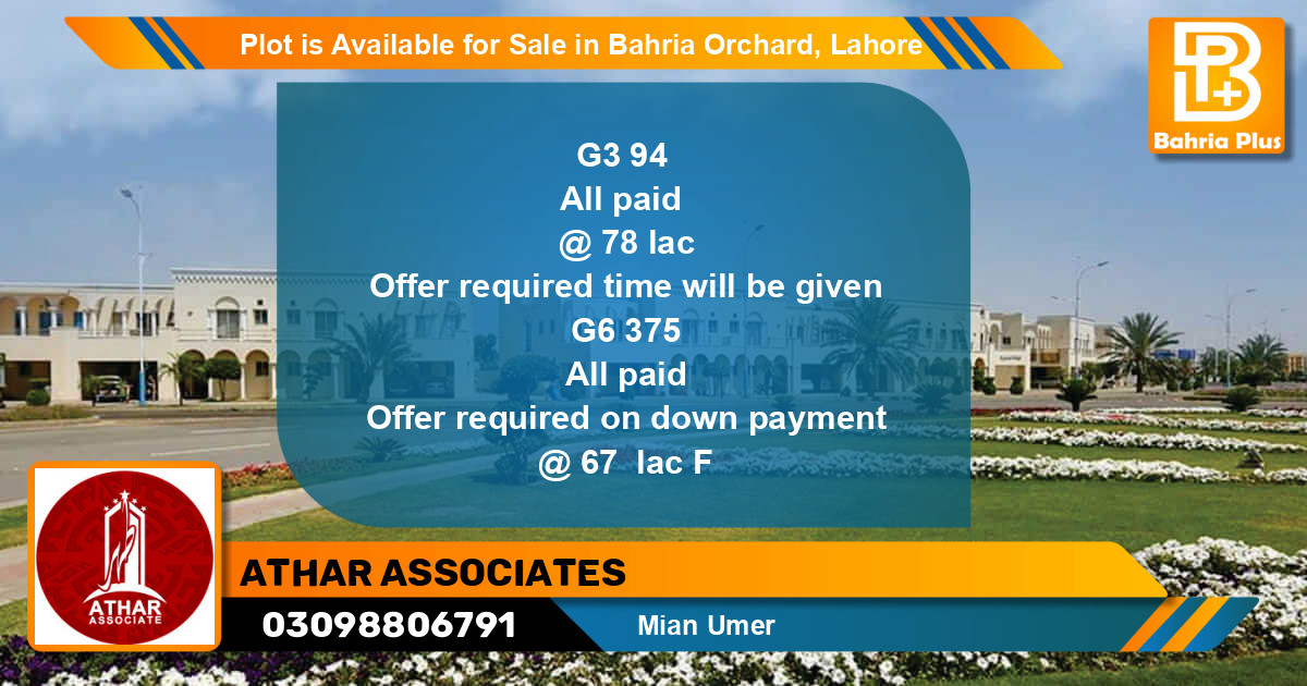 Residential Plot for Sale in Bahria Orchard, Lahore - (BP-91217)