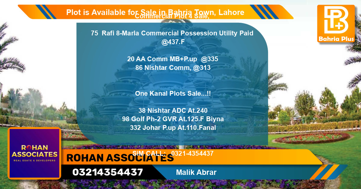 Commercial Plot for Sale in Bahria Town, Lahore - (BP-91251)