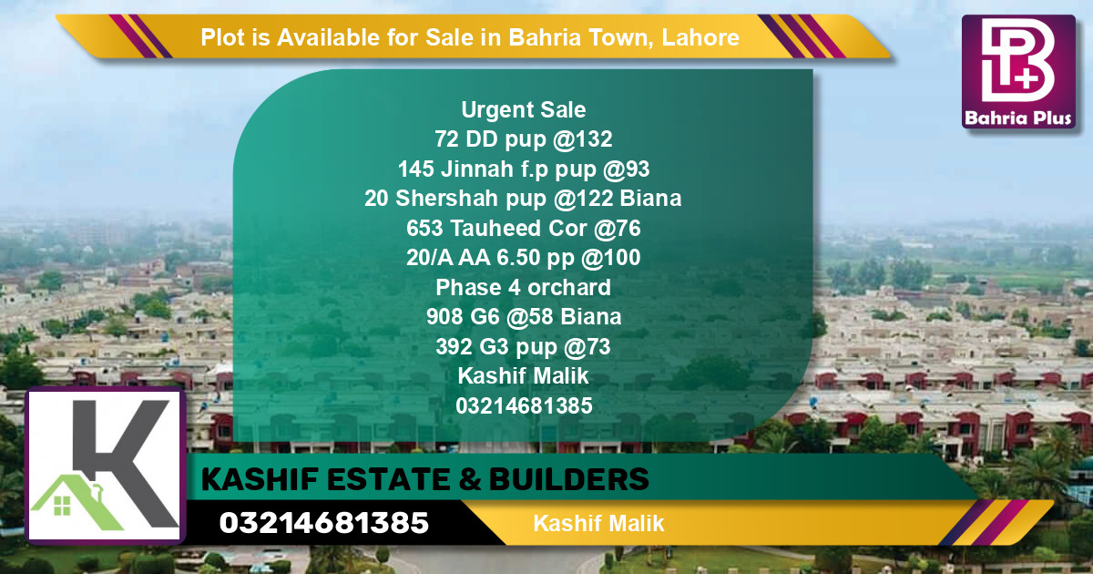 Residential Plot for Sale in Bahria Town, Lahore - (BP-91273)