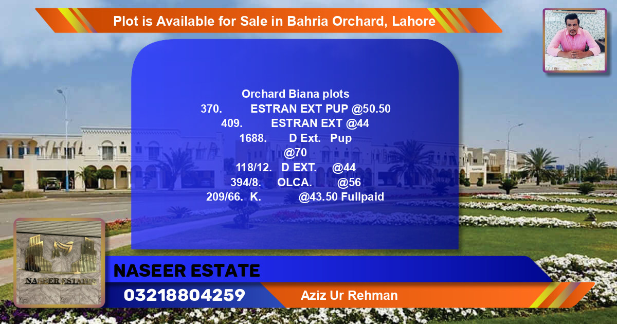 Residential Plot for Sale in Bahria Orchard, Lahore - (BP-91301)