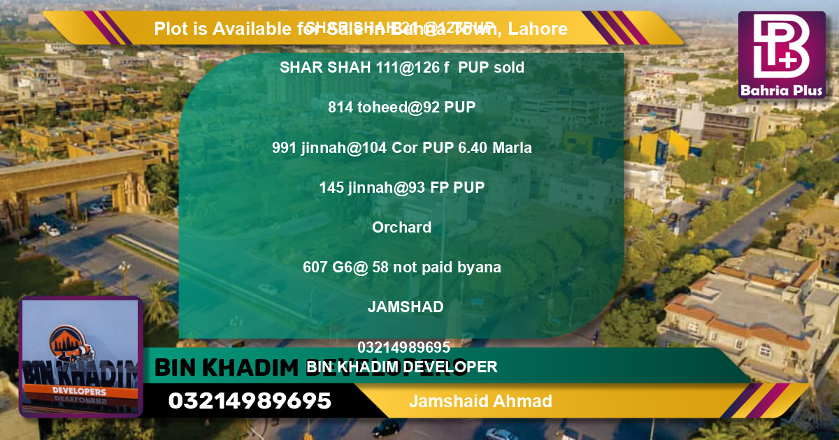 Residential Plot for Sale in Bahria Town, Lahore - (BP-91318)