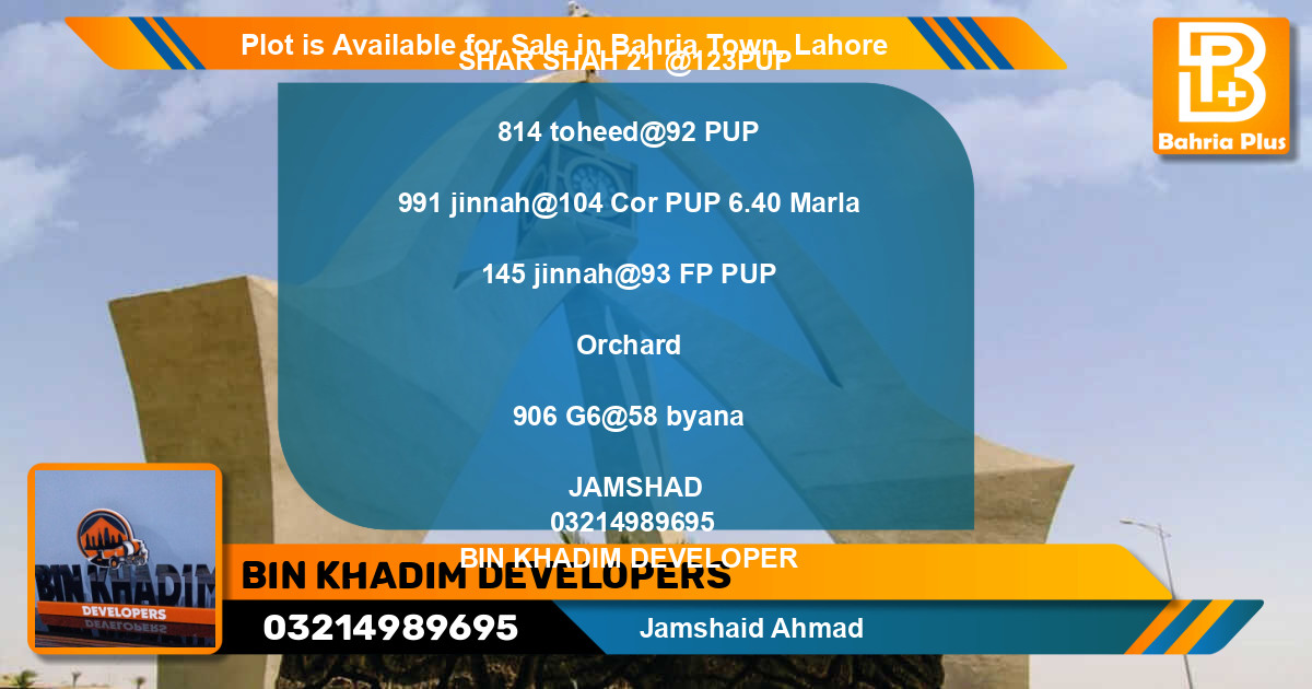 Residential Plot for Sale in Bahria Town, Lahore - (BP-91319)