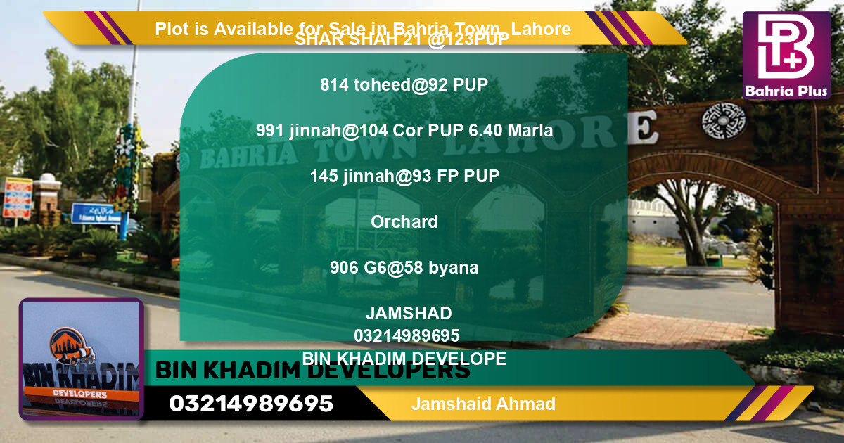 Residential Plot for Sale in Bahria Town, Lahore - (BP-91323)