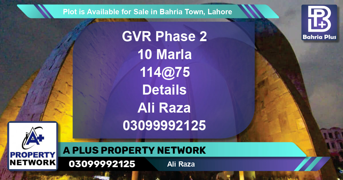 Residential Plot for Sale in Bahria Town, Lahore - (BP-91356)