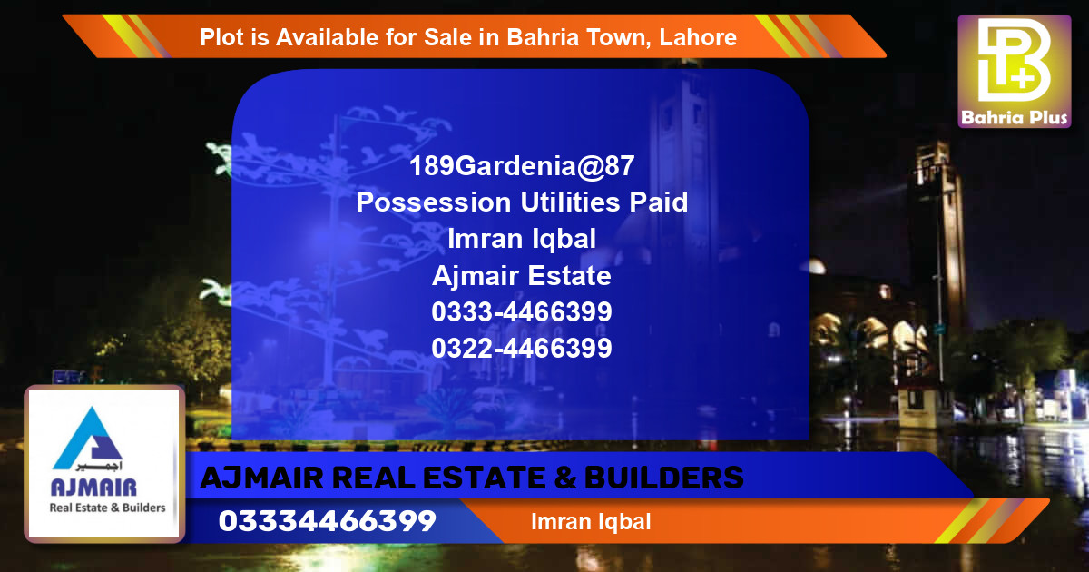 Residential Plot for Sale in Bahria Town, Lahore - (BP-91360)