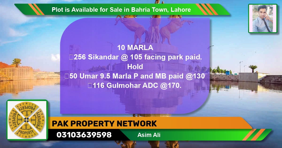 Residential Plot for Sale in Bahria Town, Lahore - (BP-91391)