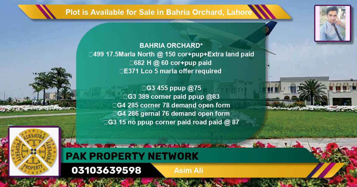 Residential Plot for Sale in Bahria Orchard, Lahore - (BP-91394)