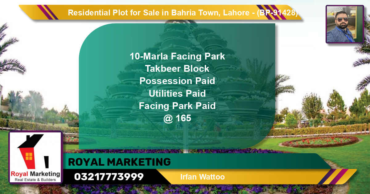 Residential Plot for Sale in Bahria Town, Lahore - (BP-91428)