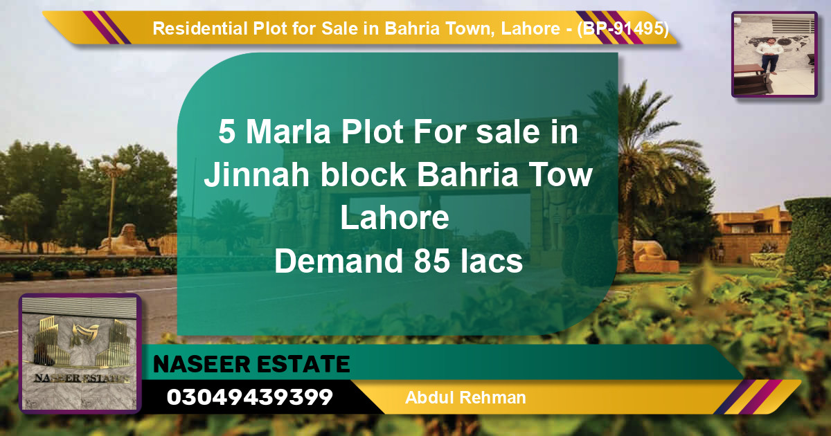 Residential Plot for Sale in Bahria Town, Lahore - (BP-91495)