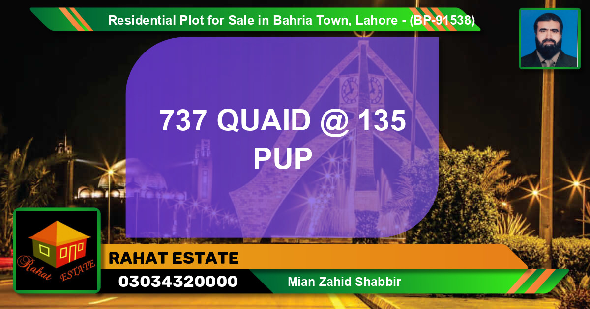 Residential Plot for Sale in Bahria Town, Lahore - (BP-91538)