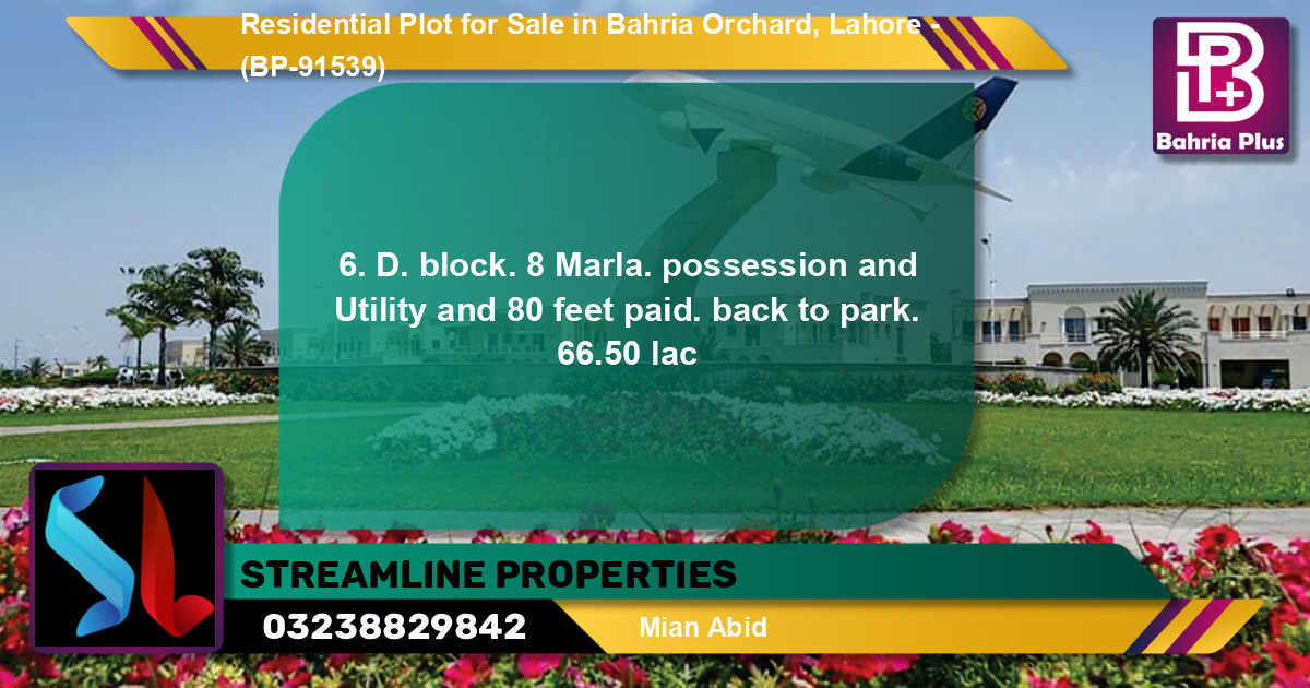 Residential Plot for Sale in Bahria Orchard, Lahore - (BP-91539)