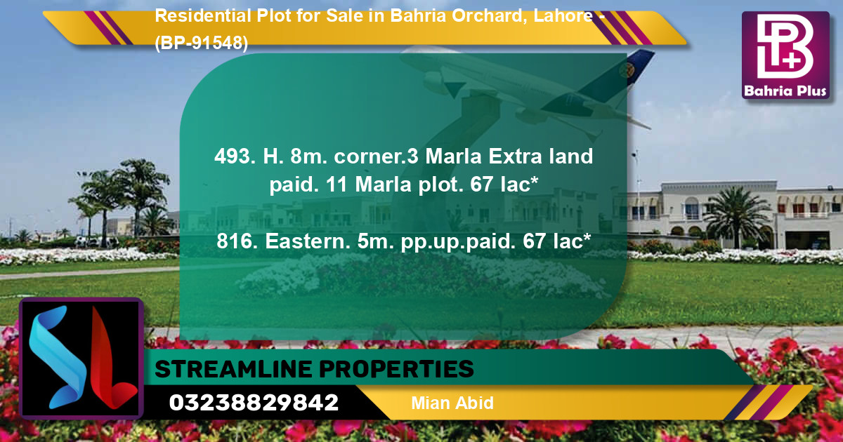 Residential Plot for Sale in Bahria Orchard, Lahore - (BP-91548)