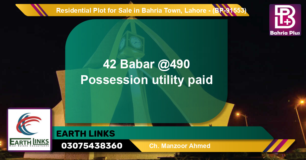 Residential Plot for Sale in Bahria Town, Lahore - (BP-91553)