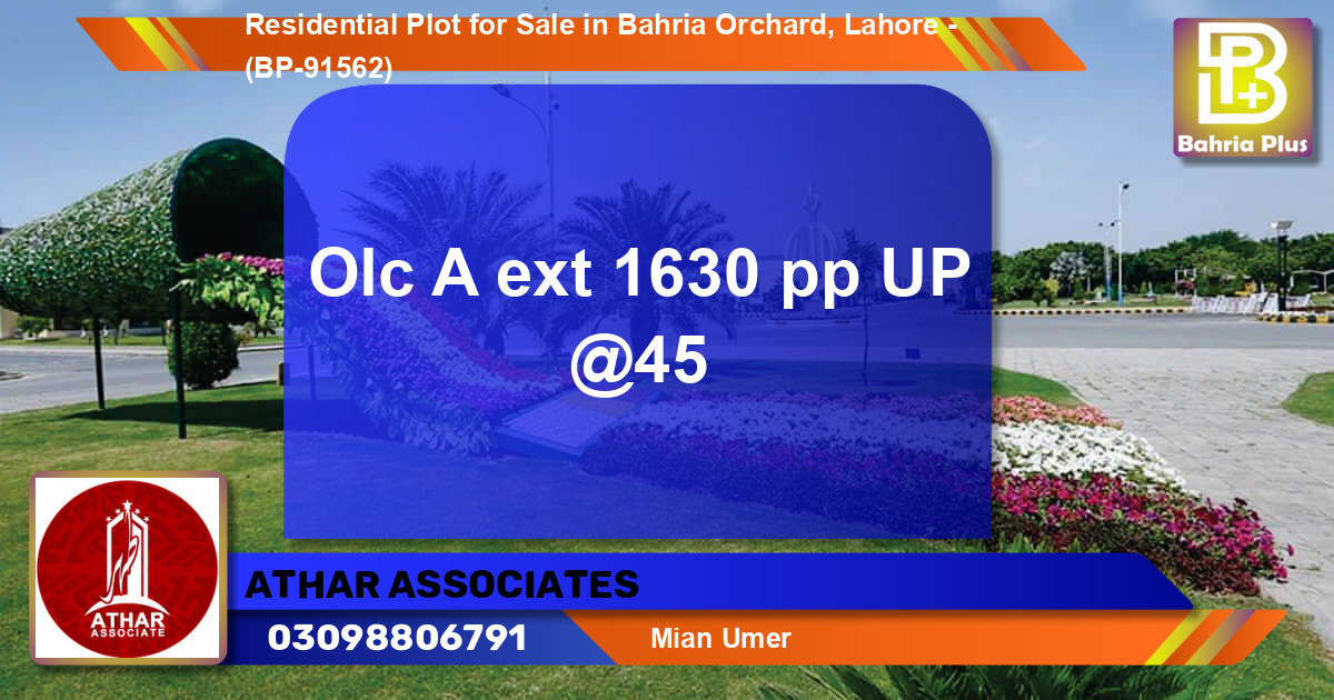 Residential Plot for Sale in Bahria Orchard, Lahore - (BP-91562)