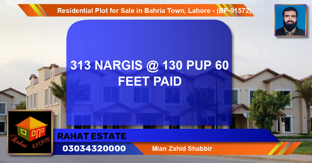 Residential Plot for Sale in Bahria Town, Lahore - (BP-91572)