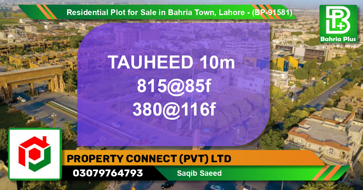 Residential Plot for Sale in Bahria Town, Lahore - (BP-91581)