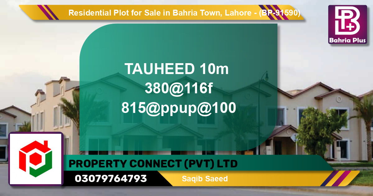 Residential Plot for Sale in Bahria Town, Lahore - (BP-91590)