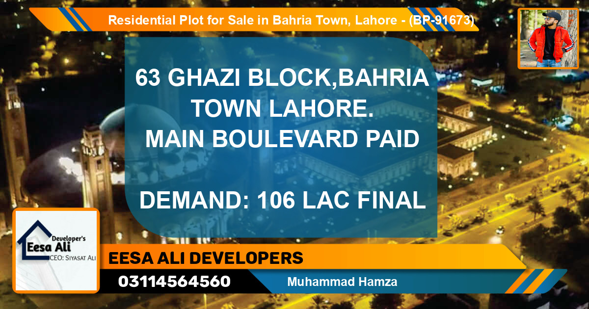 Residential Plot for Sale in Bahria Town, Lahore - (BP-91673)