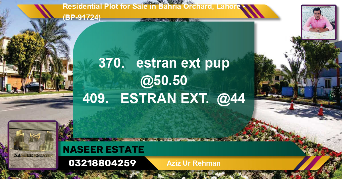 Residential Plot for Sale in Bahria Orchard, Lahore - (BP-91724)