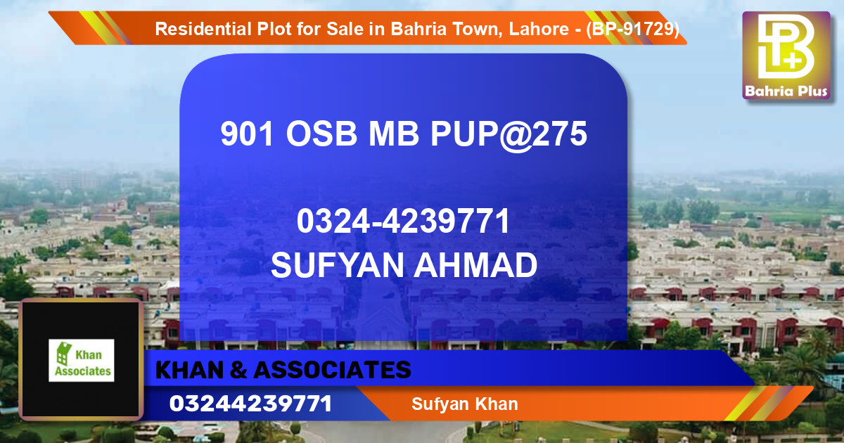 Residential Plot for Sale in Bahria Town, Lahore - (BP-91729)