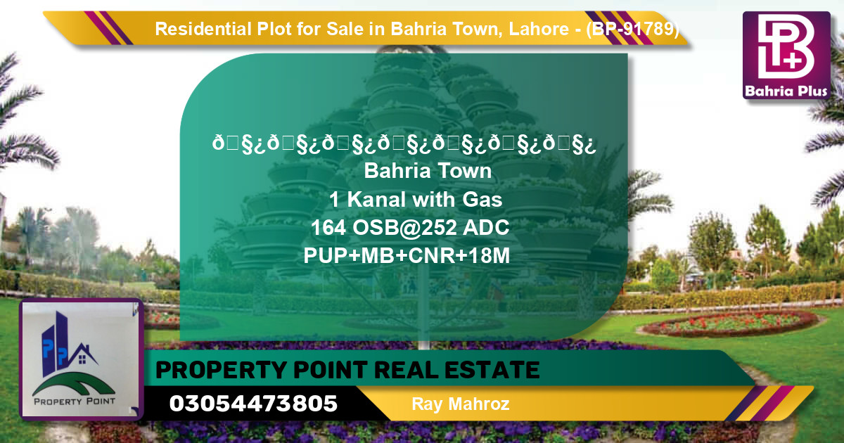 Residential Plot for Sale in Bahria Town, Lahore - (BP-91789)