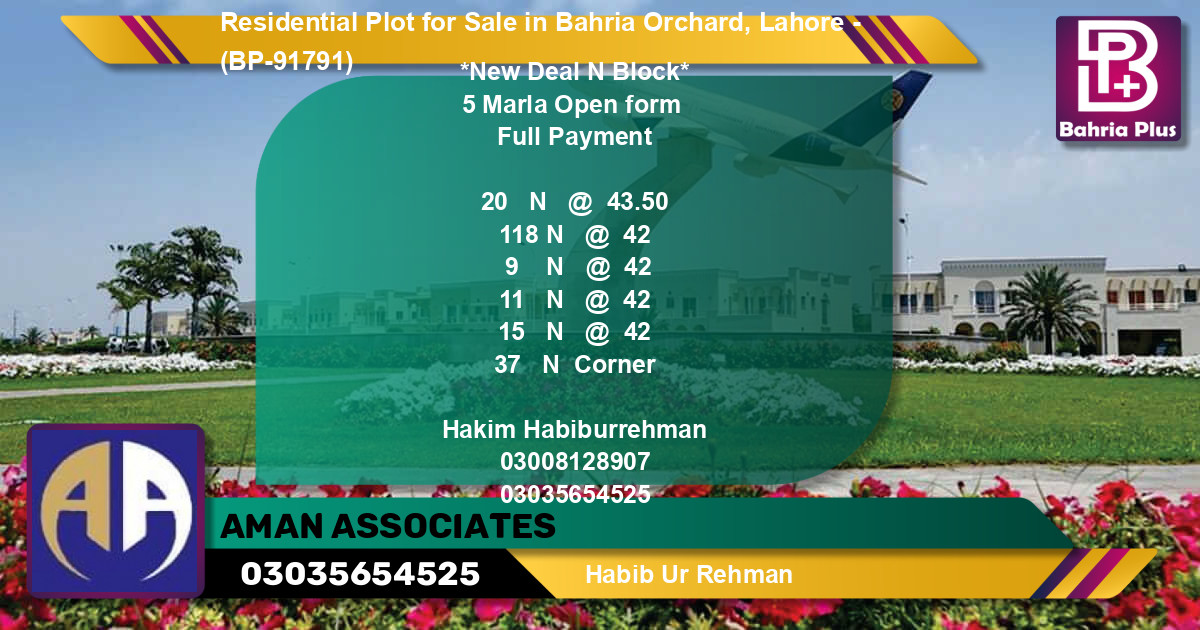 Residential Plot for Sale in Bahria Orchard, Lahore - (BP-91791)