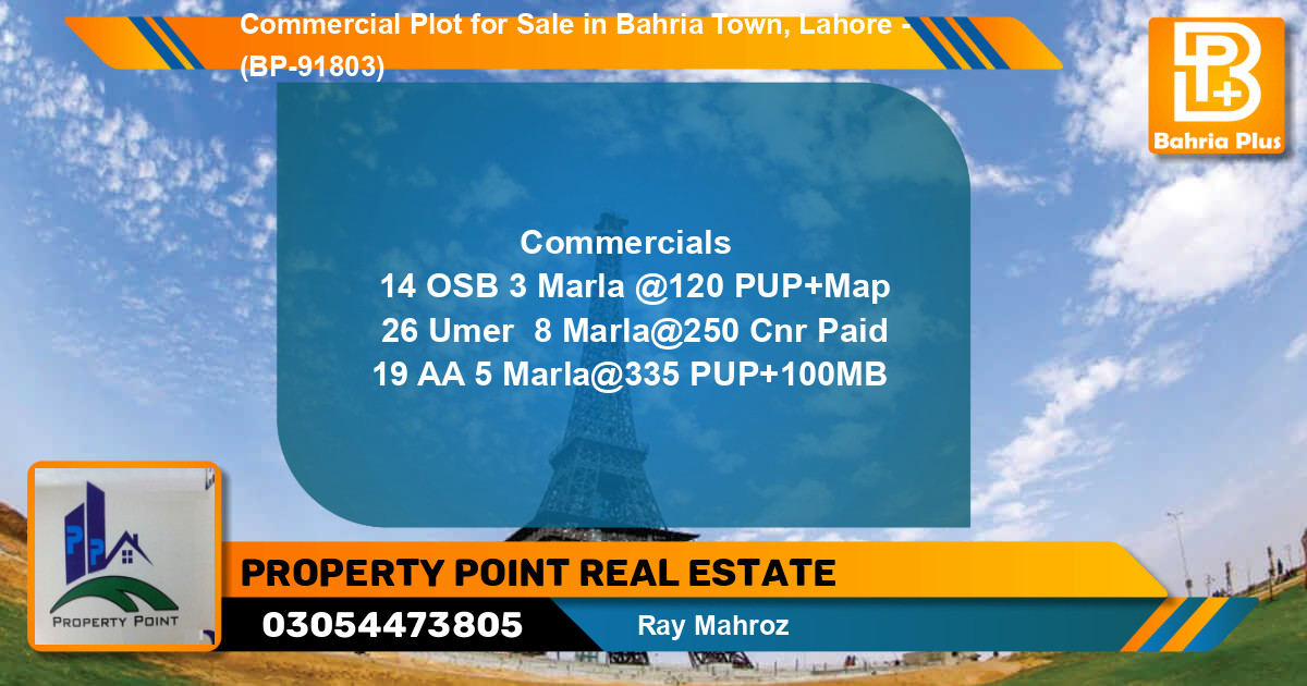 Commercial Plot for Sale in Bahria Town, Lahore - (BP-91803)