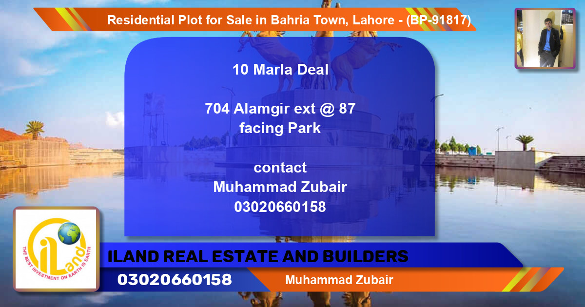Residential Plot for Sale in Bahria Town, Lahore - (BP-91817)