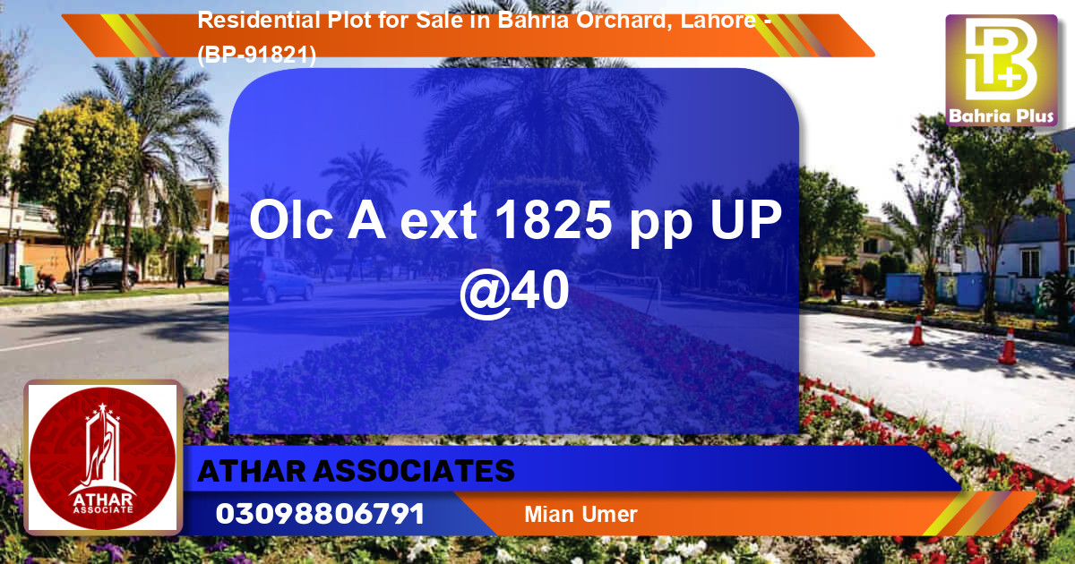 Residential Plot for Sale in Bahria Orchard, Lahore - (BP-91821)