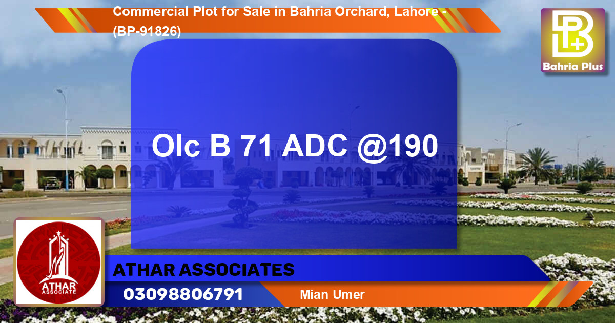 Commercial Plot for Sale in Bahria Orchard, Lahore - (BP-91826)