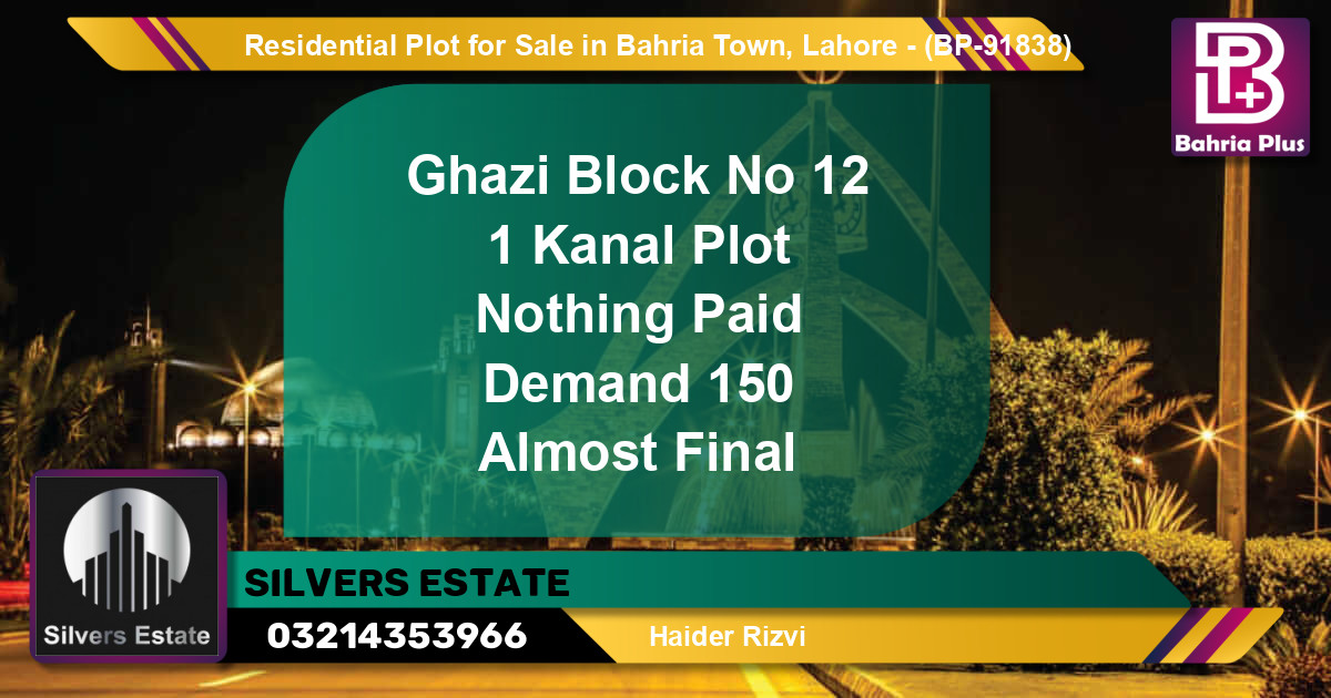 Residential Plot for Sale in Bahria Town, Lahore - (BP-91838)