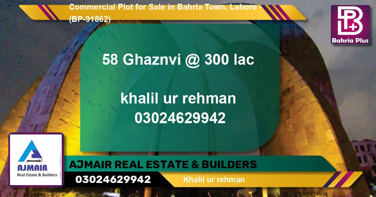 Commercial Plot for Sale in Bahria Town, Lahore - (BP-91862)