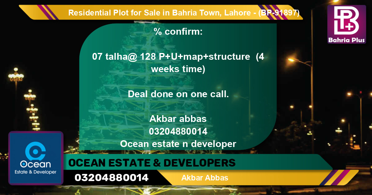 Residential Plot for Sale in Bahria Town, Lahore - (BP-91897)