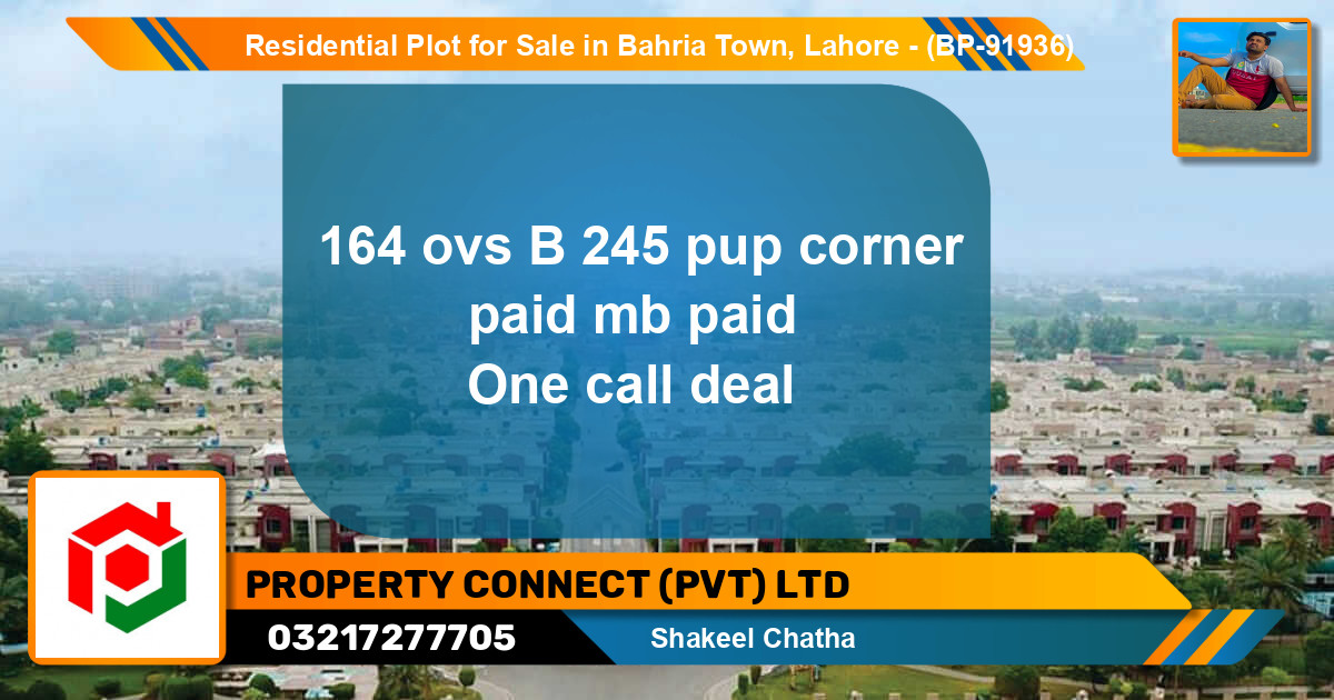 Residential Plot for Sale in Bahria Town, Lahore - (BP-91936)