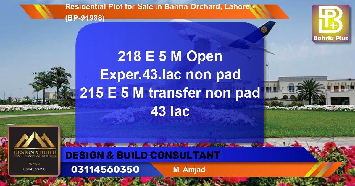 Residential Plot for Sale in Bahria Orchard, Lahore - (BP-91988)