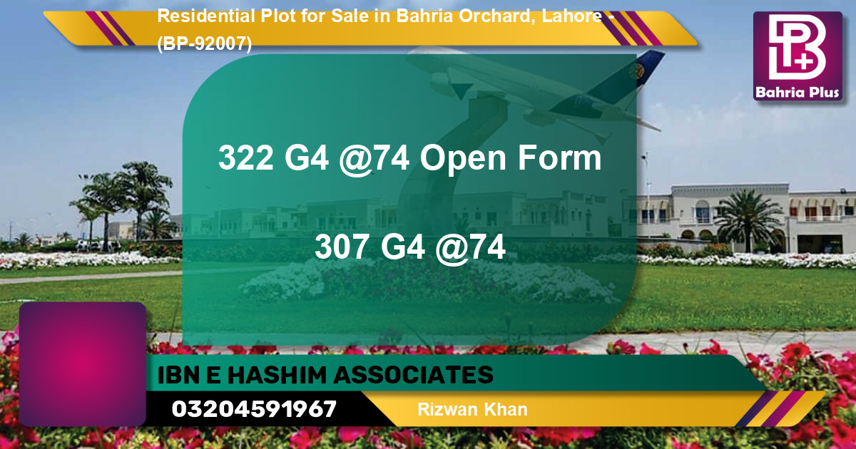 Residential Plot for Sale in Bahria Orchard, Lahore - (BP-92007)