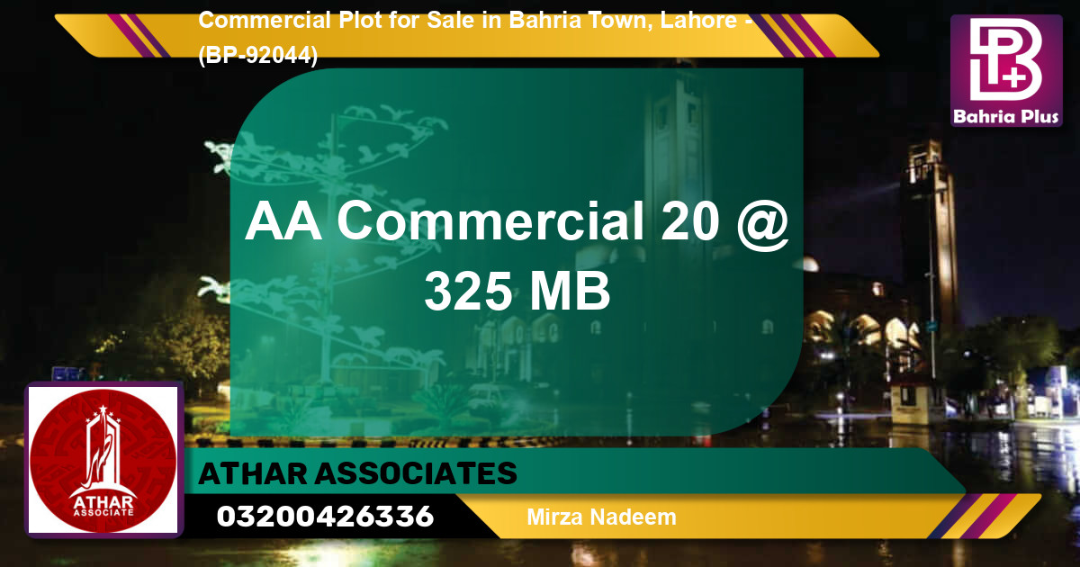 Commercial Plot for Sale in Bahria Town, Lahore - (BP-92044)