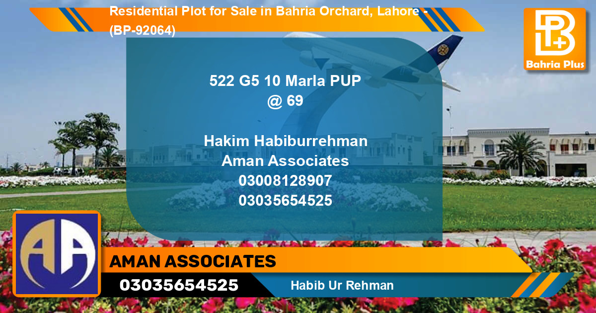 Residential Plot for Sale in Bahria Orchard, Lahore - (BP-92064)